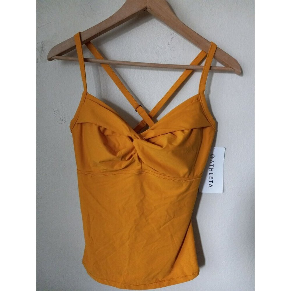 Athleta Twist Up Tankini Swim Top Yellow Underwire 34D/DD NWT